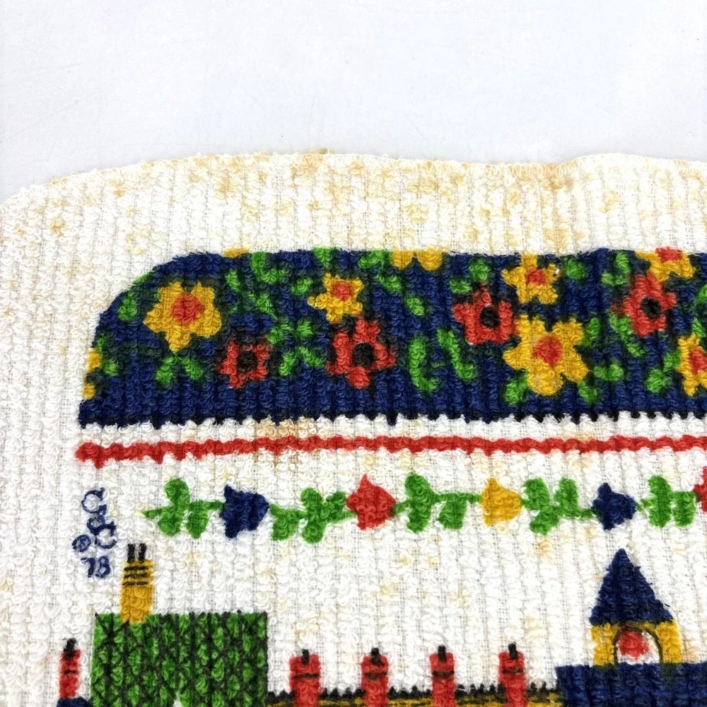 1970s Dish‎ Towel & Dishcloth Set by Sayco Kitchen Towels Row Home Country Town